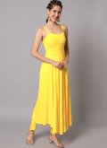 Yellow color Rayon Salwar Suit with Plain Work - 3