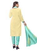 Yellow color Silk Salwar Suit with Embroidered - 1