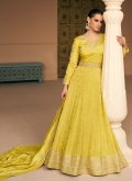 Yellow color Silk Trendy Salwar Kameez with Embroidered - 3