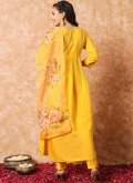 Yellow color Viscose Salwar Suit with Embroidered - 2