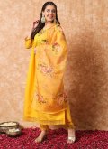 Yellow color Viscose Salwar Suit with Embroidered - 3