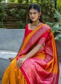 Yellow color Woven Banarasi Classic Designer Saree - 2