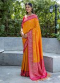 Yellow color Woven Banarasi Classic Designer Saree - 3