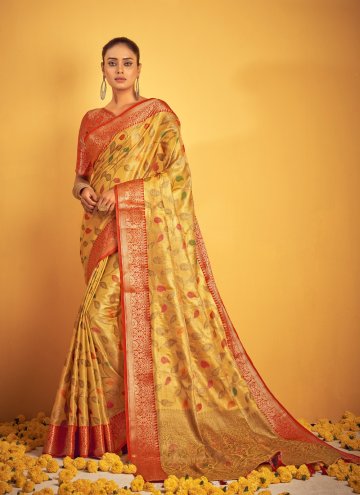 Yellow color Woven Banarasi Designer Traditional S