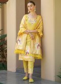 Yellow color Woven Banarasi Salwar Suit - 2