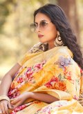Yellow Contemporary Saree in Cotton  with Border - 1