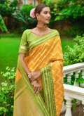 Yellow Contemporary Saree in Handloom Silk with Woven - 1