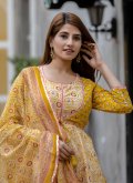 Yellow Cotton  Embroidered Salwar Suit - 3