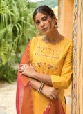 Yellow Cotton  Embroidered Trendy Salwar Kameez for Casual - 1