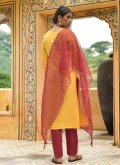 Yellow Cotton  Embroidered Trendy Salwar Kameez for Casual - 3