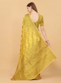 Yellow Cotton Silk Border Traditional Saree for Festival - 3