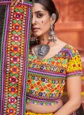 Yellow Cotton Silk Embroidered Lehenga Choli for Festival - 3