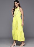 Yellow Designer Kurti in Cotton  with Floral Print - 1