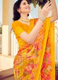 Yellow Designer Saree in Chiffon with Printed - 1