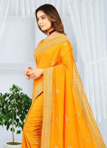 Yellow Designer Saree in Georgette with Embroidered