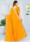 Yellow Designer Saree in Georgette with Embroidered - 3