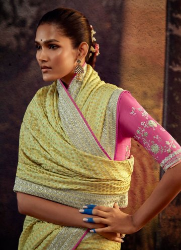 Yellow Fancy Fabric Border Classic Designer Saree for Engagement
