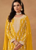 Yellow Faux Georgette Embroidered Trendy Salwar Suit - 3