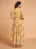 Yellow Faux Georgette Printed Casual Kurti for Casual - 2