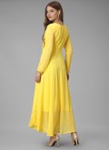 Yellow Georgette Embroidered Gown - 2