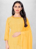 Yellow Georgette Embroidered Straight Salwar Kameez for Casual - 1