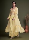 Yellow Georgette Embroidered Trendy Salwar Kameez for Ceremonial - 2