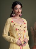 Yellow Georgette Embroidered Trendy Salwar Kameez for Ceremonial - 3
