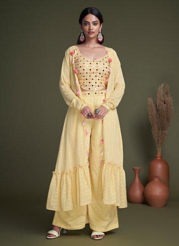 Yellow Georgette Embroidered Trendy Salwar Kameez 