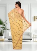 Yellow Georgette Hand Work Trendy Saree for Festival - 1