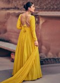 Yellow Gown in Chinon with Embroidered - 2