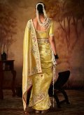 Yellow Kanjivaram Silk Embroidered Classic Designer Saree for Ceremonial - 1