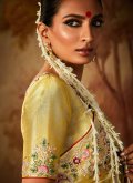 Yellow Kanjivaram Silk Embroidered Classic Designer Saree for Ceremonial - 3