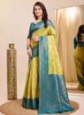 Yellow Kanjivaram Silk Jacquard Work Trendy Saree for Casual - 2