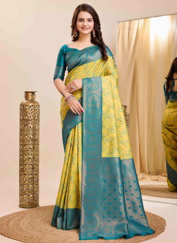 Yellow Kanjivaram Silk Jacquard Work Trendy Saree 