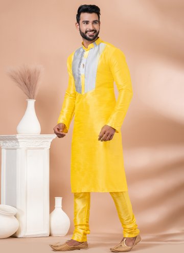 Yellow Kurta Pyjama in Banarasi with Fancy work