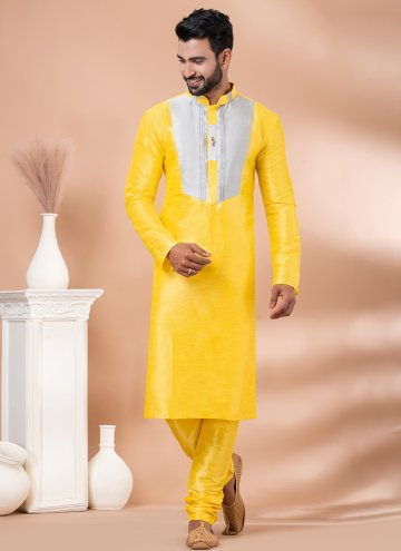 Yellow Kurta Pyjama in Banarasi with Fancy work