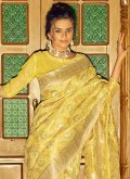 Yellow Linen Woven Classic Designer Saree for Wedding - 1