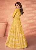 Yellow Net Beads Designer Floor Length Salwar Suit - 1