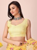 Yellow Net Embroidered Trendy Saree - 1