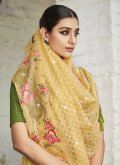 Yellow Organza Embroidered Contemporary Saree for Ceremonial - 1