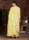 Yellow Organza Hand Work Palazzo Suit for Ceremonial - 2