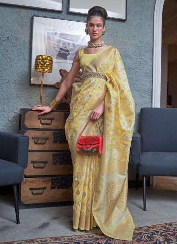 Yellow Patola Silk Hand Work Classic Designer Saree for Ceremonial