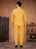 Yellow Rayon Buttons Jodhpuri Suit for Engagement - 1