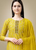 Yellow Rayon Embroidered Trendy Salwar Kameez for Casual - 3