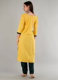Yellow Rayon Patchwork Pant Style Suit - 1