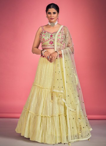 Yellow Readymade Lehenga Choli in Georgette with Embroidered