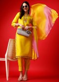 Yellow Readymade Style in Rayon with Embroidered - 2