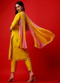 Yellow Readymade Style in Rayon with Embroidered - 3