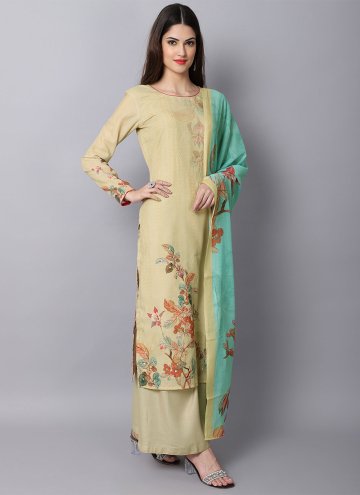 Yellow Salwar Suit in Cotton  with Digital Print