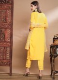 Yellow Salwar Suit in Cotton  with Embroidered - 1